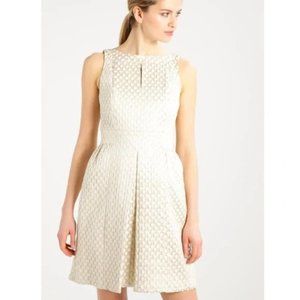 LAUREN RALPH LAUREN Gold Metallic Ivory Dress